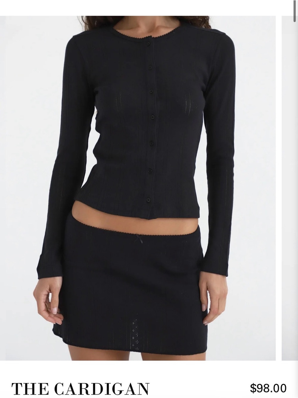 The Cardigan Black Pointelle